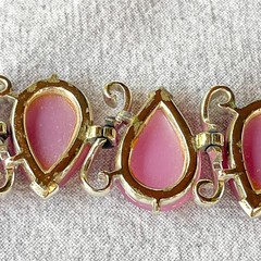 Vintage Pink Thermoset Bracelet Moonglow Atomic Mid Century Costume Jewelry