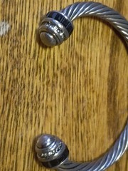 DY Inspired Costume Cuff Bracelet 5/16” Cable Silver Tone. 3” Wide x 2-5/8”