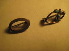 Vintage Brass Gold Tone Pins / Pendants / Cross as Pictured