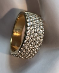 Swarovski Crystal Pave Ring – 925 Yellow Gold Over Silver- Size 6