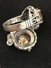 Vintage Art Deco style 3 piece (ring, earrings, pendant) S/S Set with Citrine CZ