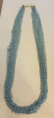 80s vtg Kenneth Lane Turquoise Glass Boho Wired Bead Multi Strand Necklace 36″