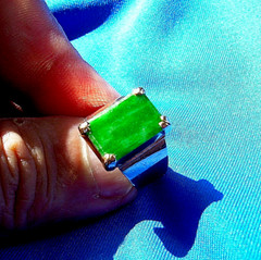 Original EARTH MINED Jadeite JADE Antique Engagement Ring Deco SOLID 18K GOLD 6