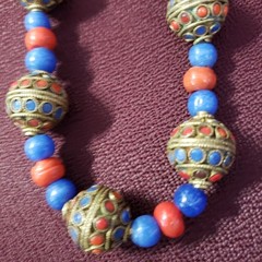 Tibetan Nepal Ethnic Vintage Statement Beaded Necklace Jewelry Costume Bohemian