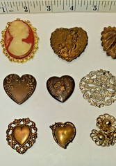 Lot of 13 Older Vintage Pendants,Button Covers,Cameo Brooche & Others
