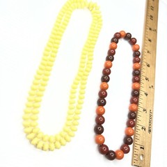 H3 Lot Yellow Orange Brown 70s Resin Acrylic Beaded Boho Hippie retro necklaces