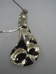 Signed CELEBRITY Silver Tone Abstract Pendant & Sterling Speidel 16″ Chain E2