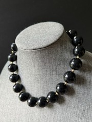 Vintage Bead Choker Necklace Black Cocktail Bubble Retro Career Statement