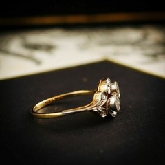 Art Deco Bezel Set Lab Created Diamond Toi Et Moi Vintage Wedding925 Silver Ring