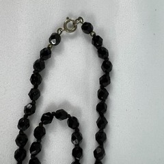 Jet Black Glass Crystals w Spacers Flapper VTG Necklace Strung on Chain 34in