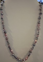 Vtg Freshwater Pearl Beaded Necklace Pink Gray Faceted Crystal 16” Art Beauty 86
