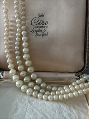 Vintage Pearl Necklace Three Strand Pearls Ciro Of Bond St London & New York
