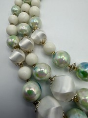 Vintage Japan Multi-Strand Beaded Necklace White And Green/ Blue