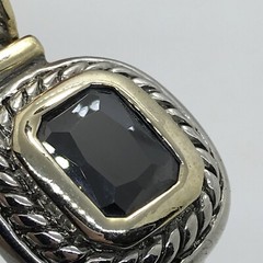 Vintage Twisted Cable Renaissance 2-Tone Black Onyx Cubic Zirconia Pendant