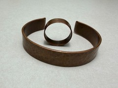 Vintage Hammered Copper Cuff Bracelet Minimalist Set Cuff And Ring Sz 7