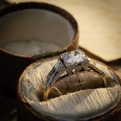 Stunning Vintage Style Geometric Art Deco Lab Created Diamond Engagement 925Ring
