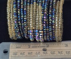 Black Friday Beaded Iridescent Bracelet VTG 1970/80s. Retro Wrap-around sparkle