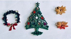 Lot of 3 Pieces Vintage Christmas Jewelry Brooches Pins Clip Earrings Trees More