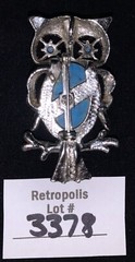Gerry’s Owl Faux Turquoise Silver Tone Brooch Pendant
