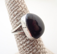 Vintage Black Onyx Sterling Silver Band Ring Sz 6