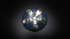 Vintage Sterling Silver Abalone Inlay Flower Brooch 4.5cm Signed HDA BB6