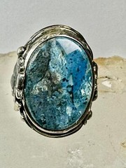 Art Nouveau ring Floral Art Deco leaves band Size 4.25 Sterling Silver women gir