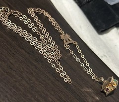 Victorian RARE 9.64g Gold Fill 3” FOB Paste Stone Dog Head Rose GF 26” Necklace
