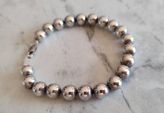 Vintage Sterling Silver 925 Beaded Ball Bracelet – 7″, 13g Lobster Claw Clasp