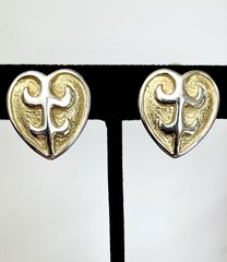 Erwin Pearl Vintage Gold & Silver Heart Clip On Earrings Royalcore Sparkle Chic