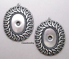 #1809 ANTIQUED STERLING S/P CELTIC 25X18 PENDANT/BEZEL W/HANG RING – 2 Pc Lot