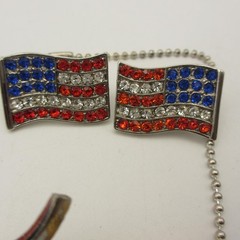 Vintage Patriotic Jewelry Lot Brooch Pin Earrings Ring Necklace Flag Heart