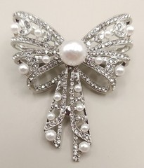 Vintage Rhinestone Faux Pearl Brooch Lot 5pc Aurora Borealis Starburst Bow Pin
