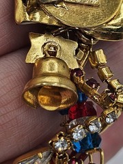 Vintage Repurpused Lunch At The Ritz Patriotic American Flag Charm Brooch