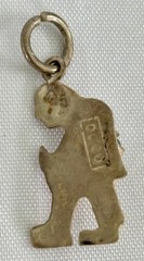 Vintage Silver Gobetto Lucky Hunchback Charm W/Raw Emerald Green Stone