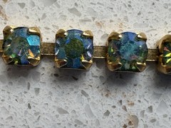Vintage Weiss 1950s Tennis Bracelet Colorful Aurora Borealis Stones 7”Gold Tone
