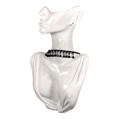 Victorian Revival Choker Necklace 16″ Black Glass Wire Dangle MCM VTG Witch Goth