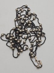 Vintage JCM Sterling Silver Italian Beaded Station Long Chain Necklace 60″