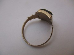 Antique Victorian 8K Gold Ring Black Onyx Signet Old English Monogram G H 9 6