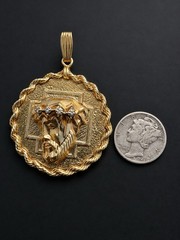 RARE Antique 1920s 14K Gold Diamond Jesus Christ High Relief Pendant 16.05g