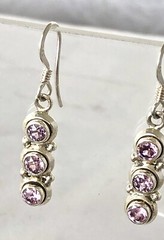 Vintage Pink Topaz Sterling Silver Dangle Earrings