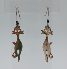 VTG 925 Cat Silhouette 1.5in Drop Earrings Sterling Silver 3g Patina Intact READ
