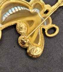 Lauren Conrad Angel Blowing Horn Brooch Pin Goldtone Glass Crystal Stones Signed