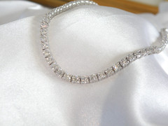 Vintage Sterling Silver 925 Cubic Zirconia Tennis Necklace Fits 18″