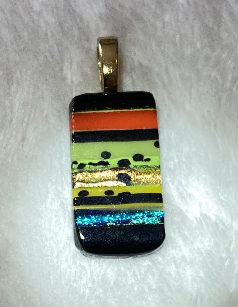 VTG Dichroic Multicolor Glass Pendant Modern Art Aesthetic Handmade Striking!