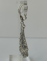 Vintage Turkish Sterling Silver Dangle Earrings Filigree 8.32 Grams 2.5 Inches
