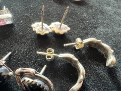 Lot 8 Vintage Sterling Silver Turquoise Onyx , etc Studs & Small Earrings