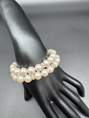 VINTAGE MARVELLA 2 STRAND FAUX PEARLS 7″ BRACELET