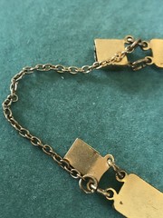 Vintage Wheat Themed Damascene Gold Tone Black Enamel Links Bracelet – 7 Inches