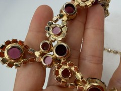 Vintage Necklace Purple Glass Cabochon Clip On Earrings Estate Lot Matching PJ