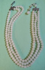 Vintage JAPAN Signed Multi Stranded GLASS Beaded Choker Necklace in Silver Tone